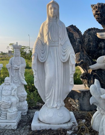 Tượng đức mẹ maria đá trắng cao 2m , ngang 70cm, dài 52cm T130