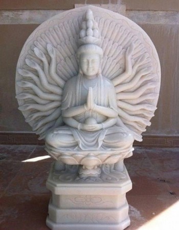 Tượng Quan Âm Bồ Tát nghìn tay nghìn mắt, cao 1.3m , đá trắng nguyên khối T283