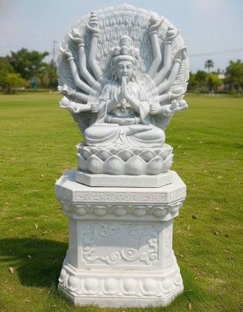 Tượng Quan Âm Bồ Tát nghìn mắt nghìn tay đá trắng cao 1.3m T286