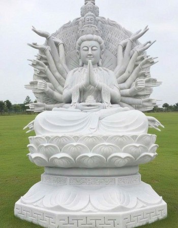 Tượng Quan Âm Bồ Tát Thiên Thủ Thiên Nhãn, đá trắng nguyên khối cao 2m T287