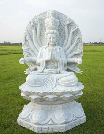 Tượng Quan Âm Bồ Tát Thiên Thủ Thiên Nhãn đá trắng điêu khắc cao 1.6m T288