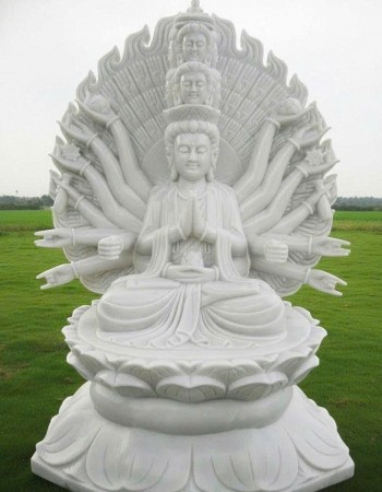 Tượng  Quan Âm Bồ Tát nghìn tay nghìn mắt, cao 1.8m đá trắng nguyên khối  T289