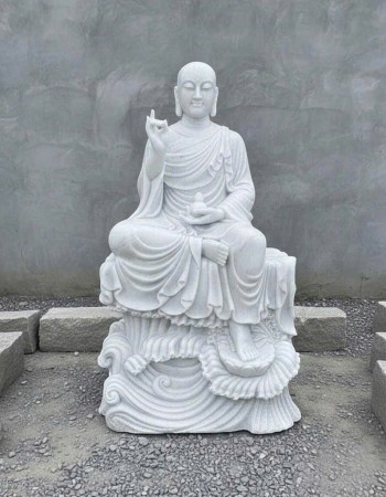 Bức tượng địa tạng vương bồ tát cao 2m đá trắng nguyên khối T330