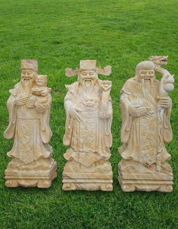 Tượng phúc lộc thọ đá cà rốt nguyên khối  cao 2m T343