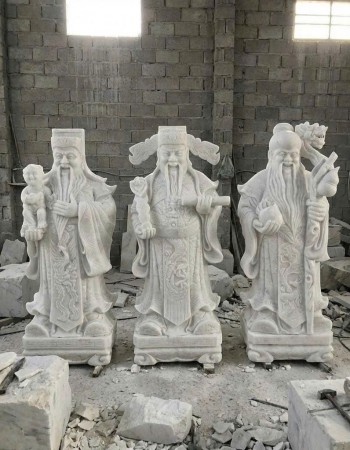 Tượng tam đa đá trắng nguyên khối cao 81cm T346