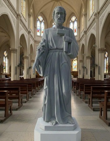 Tượng Thánh Giuse cao 1m2 đá trắng xanh nguyên khối T293