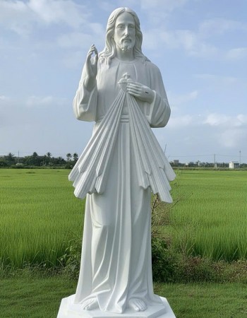 Tượng lòng chúa thương xót cao 1m2 đá trắng nguyên khối  T294