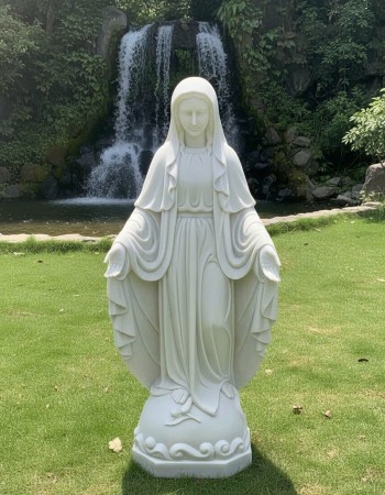 Tượng đức mẹ ban ơn cao 1m3 đá trắng nguyên khối T295