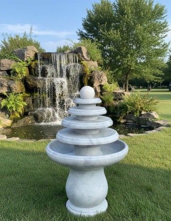 Thủy luân nước đá trắng tự nhiên cao 90cm T296