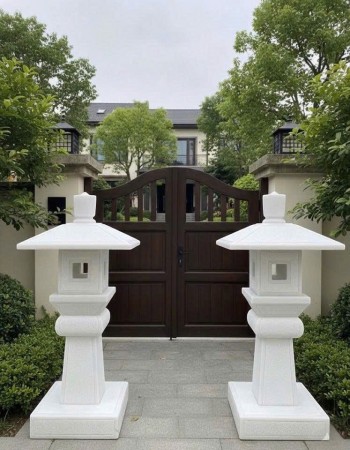 Cặp chân đèn đá trắng nguyên khối cao 1.2m T370