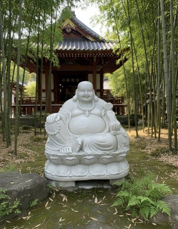 Tượng di lặc đá trằng nguyên khối tự nhiên cao 80cm T305