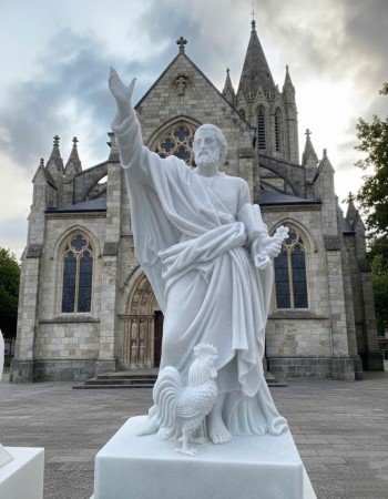 Tượng điêu khắc thánh Phêrô đá trắng thiên nhiên cao 2m T322