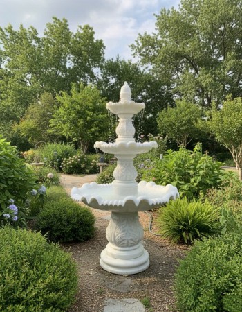 Thủy luân nước cao 2m đá trắng thiên nhiên T320