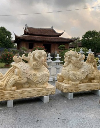 Cặp tỳ hưu đá cà rốt nguyên khối cao 1.1m-dài 1.5m T319