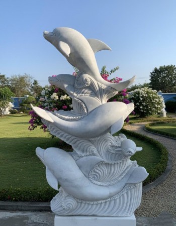 Tháp nước cá chép đá trắng tự nhiên cao 1m7 T331