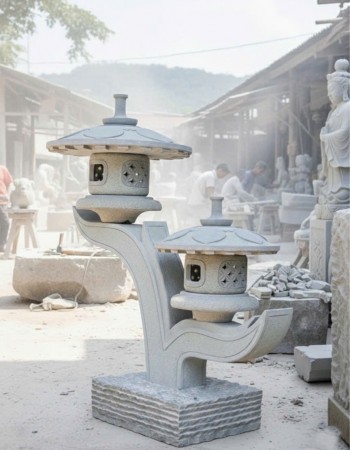 Cặp chân đèn đá sa thạch tự nhiên cao 1m1 T333