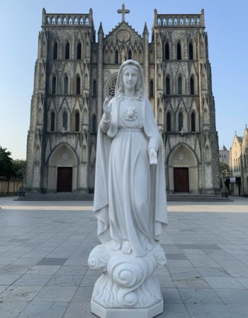 Tượng đức mẹ Fatima đá trắng tự nhiên cao 1m8 T339