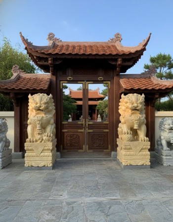 Cặp kỳ lân đá cà rốt tự nhiên cao 1m55 T338