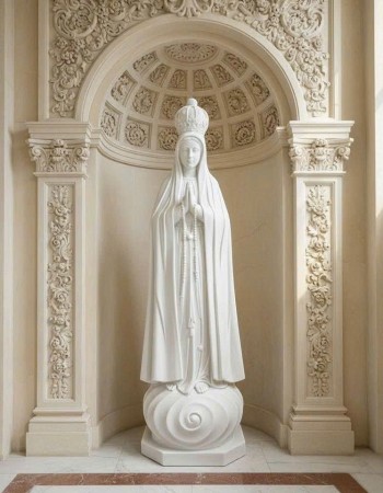 Tượng Đức Mẹ Maria bằng đá trắng, cao 1.5m T387