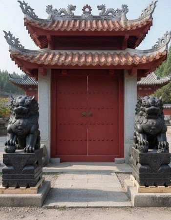 Cặp kỳ lân đá cẩm vân nguyên khối tự nhiên cao 1.1m T359