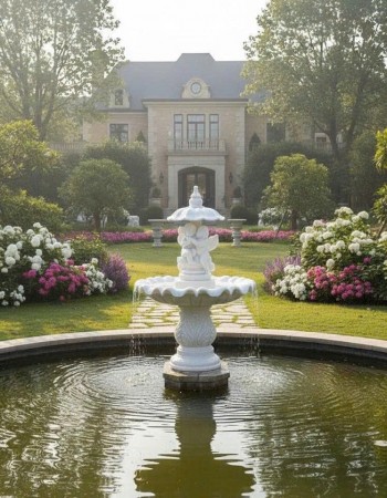 Thủy luân nước đá trắng nguyên khối tự nhiên cao 3m T363