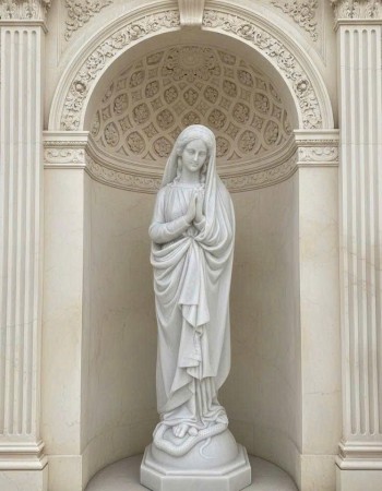 Tượng Đức Mẹ Maria điêu khắc bằng đá trắng nguyên khối cao 1.6m  T392