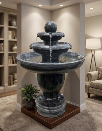 Thủy luân nước đá cẩm vân tự nhiên nguyên khối, cao 1m T428