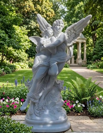 Tượng nghệ thuật Cupid và Psyche đá nguyên khối cao 2m5 T484