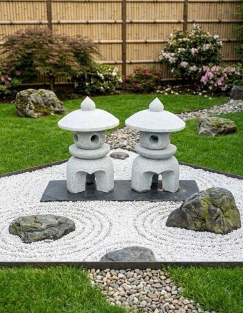 Chân đèn đá Sa thạch tự nhiên nguyên khối, cao 42cm T445