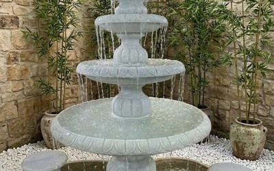 Top Tháp Nước Đá Trắng Tự Nhiên – Giải Pháp Trang Trí Sân Vườn Đẳng Cấp