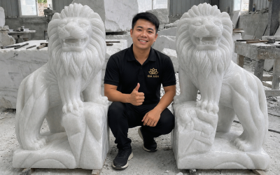 TOP 5 LÝ DO SƯ TỬ ĐÁ TRẮNG TỰ NHIÊN NGUYÊN KHỐI ĐỨNG TOP 1 VẬT PHẨM TRẤN TRẠCH CHO BIỆT THỰ