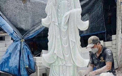 Top 100+ Mẫu Tượng Quan Âm Đá Trắng Nguyên Khối Tự Nhiên Điêu Khắc Kỹ Xảo Nhất 2026