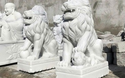 Cặp Sư Tử Đá Tự Nhiên Chế Tác Thủ Công – Tinh Hoa Đá Mỹ Nghệ Gia Hân