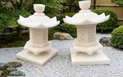 Chân Đèn Đá Trắng Tự Nhiên: 'Bạch Liên Hoa' Giữa Sân Vườn, Đẳng Cấp Biệt Thự 2026