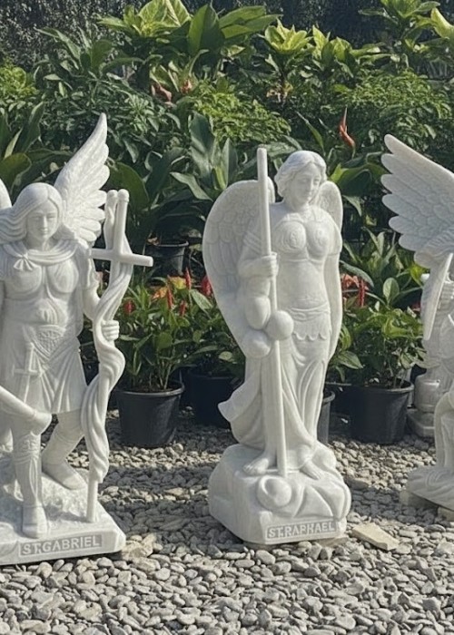 Tượng thiên thần cầm cây gậy và con cá cao 1m35 T209