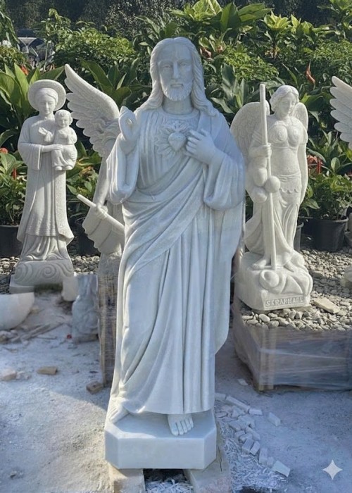 Tượng Chúa Giêsu đá trắng cao 1m6 T208