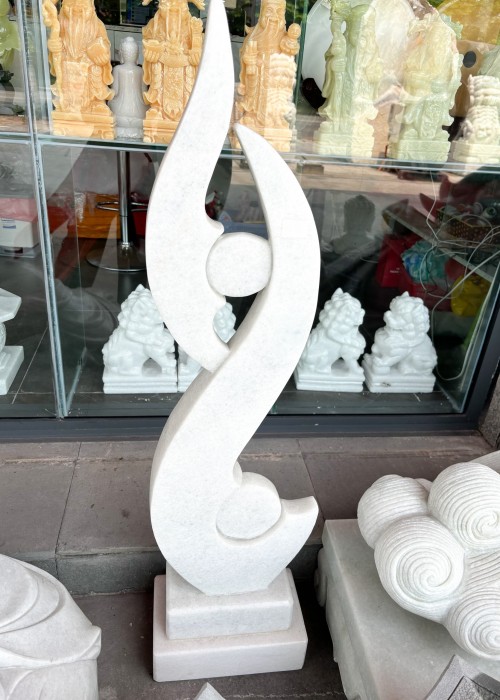 Tượng hình nốt nhạc đá trắng nguyên khối cao 1M15 T054